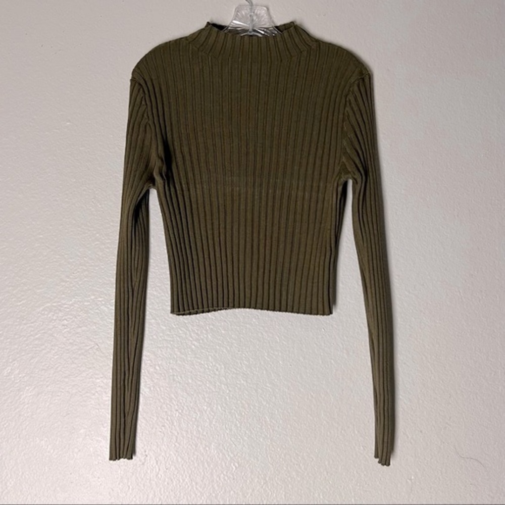 Forever21 Plus Green Mock Neck Crop Sweater 2X